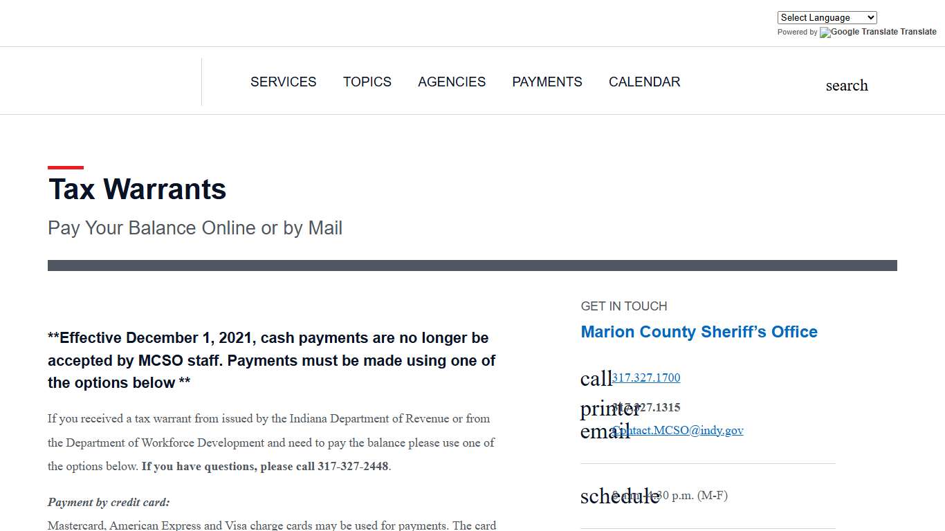 indy.gov: Tax Warrants